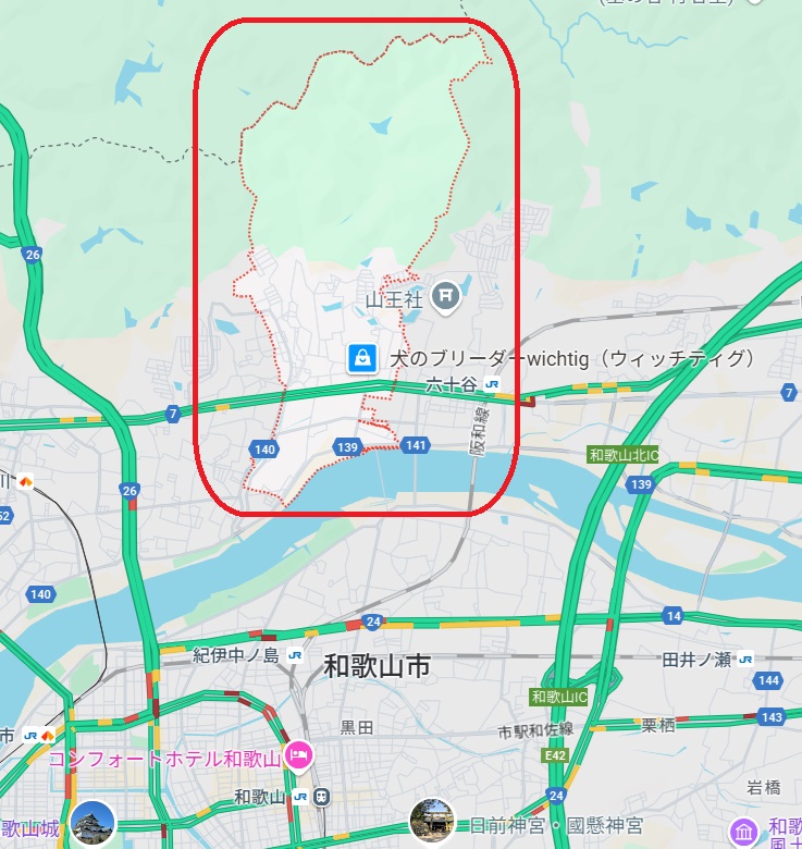 和歌山カレー事件のマップ２和歌山市園部地区